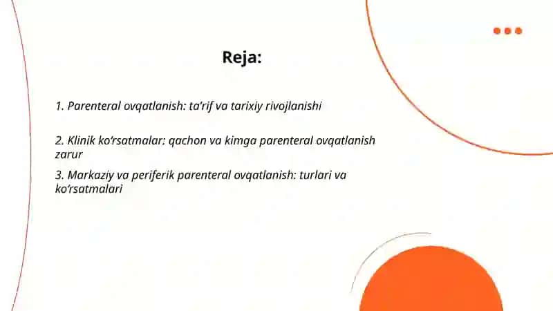 Parenteral ovqatlanish va uning klinik ahamiyati 2