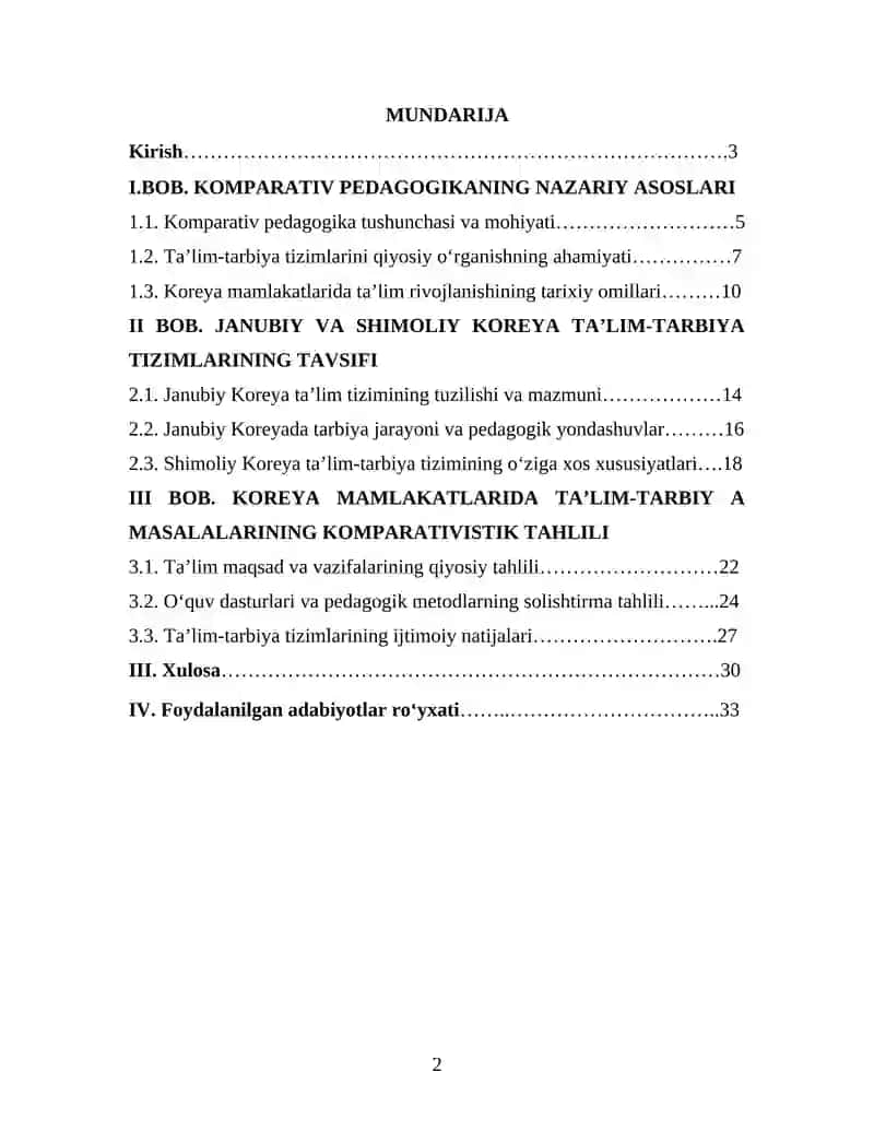 Koreya mamlakatlarida ta’lim-tarbiya masalalarining komparativistik tahlili 2