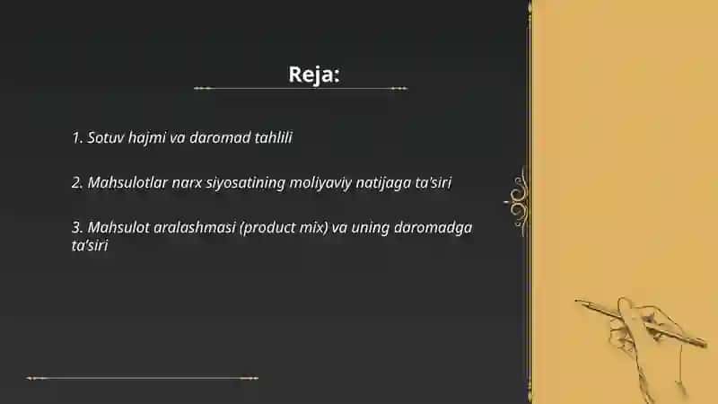 Maxsulotlarni sotishdan olingan moliyaviy natija va uning o'zgarishiga ta'sir etuvchi omillar tahlili 2
