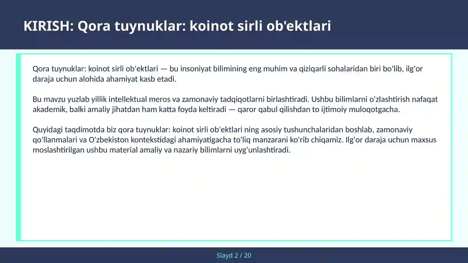 Qora tuynuklar: koinot sirli ob'ektlari 2