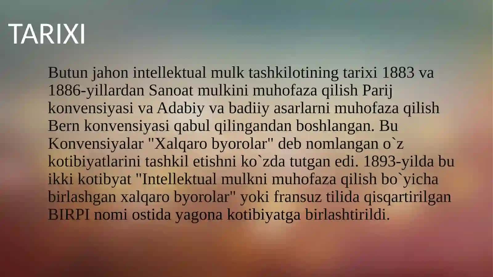 BUTUN JAHON INTELLEKTUAL MULK TASHKILOTI VA O’ZBEKISTON 2