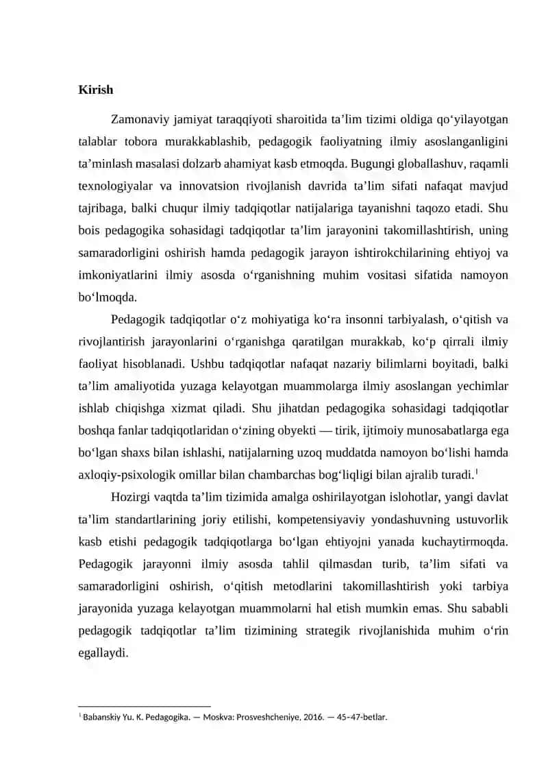 PEDAGOGIKA SOHASIDAGI TADQIQOTLARNING O‘ZIGA XOS JIHATLARI 2