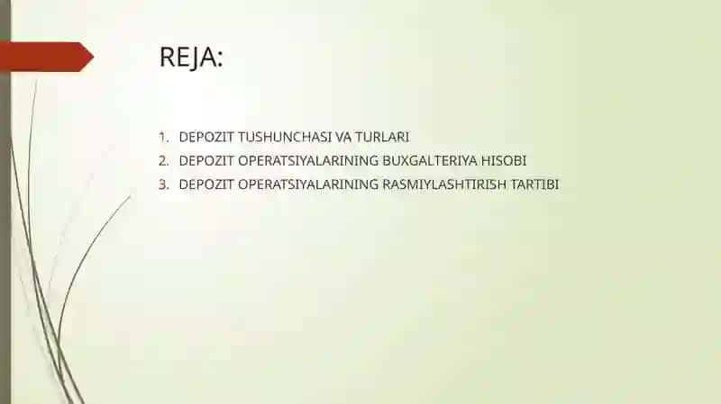 BANKLARDA DEPOZIT OPERATSIYALARI HISOBI VA RASMIYLASHTIRISH TARTIBI 2