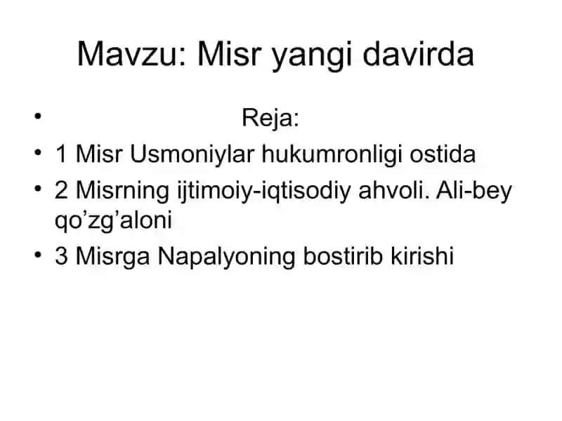 Jahon Tarix Misr Usmoniylar boshqaruvi ostida 2