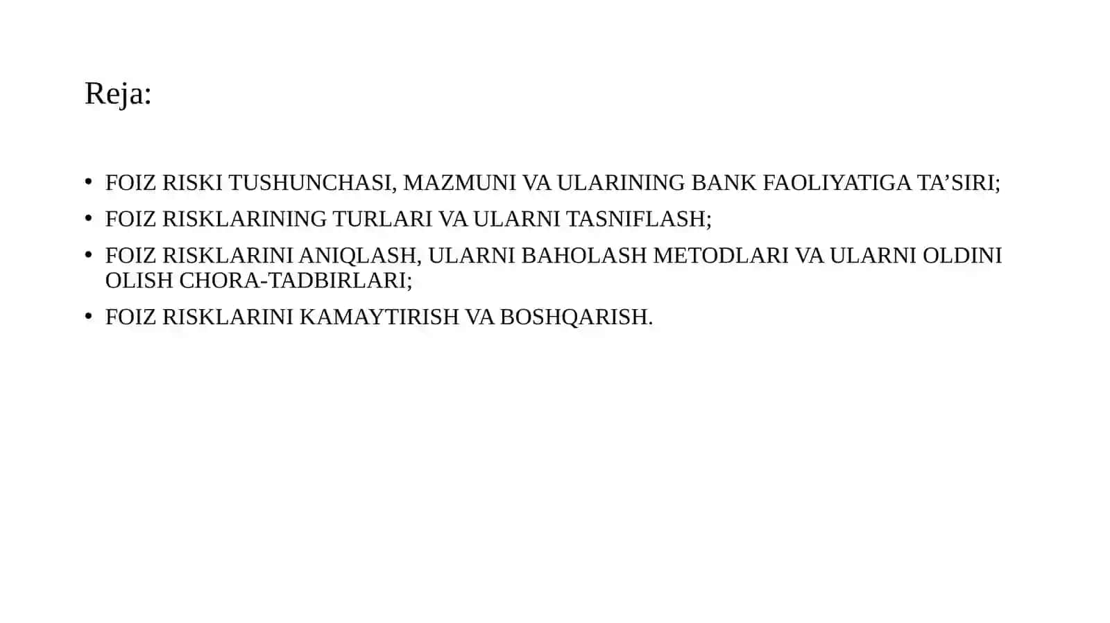Foiz riskini boshqarish 2