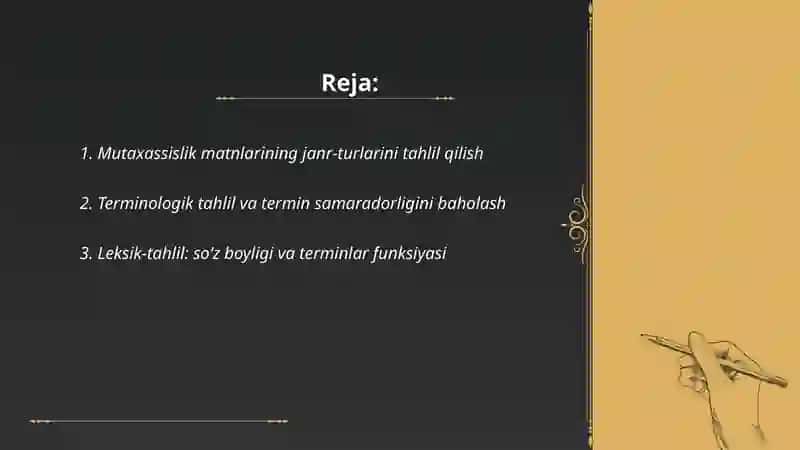 Matn tahlili ( mutaxassislikka oid matnlar ustida ishlash) 2