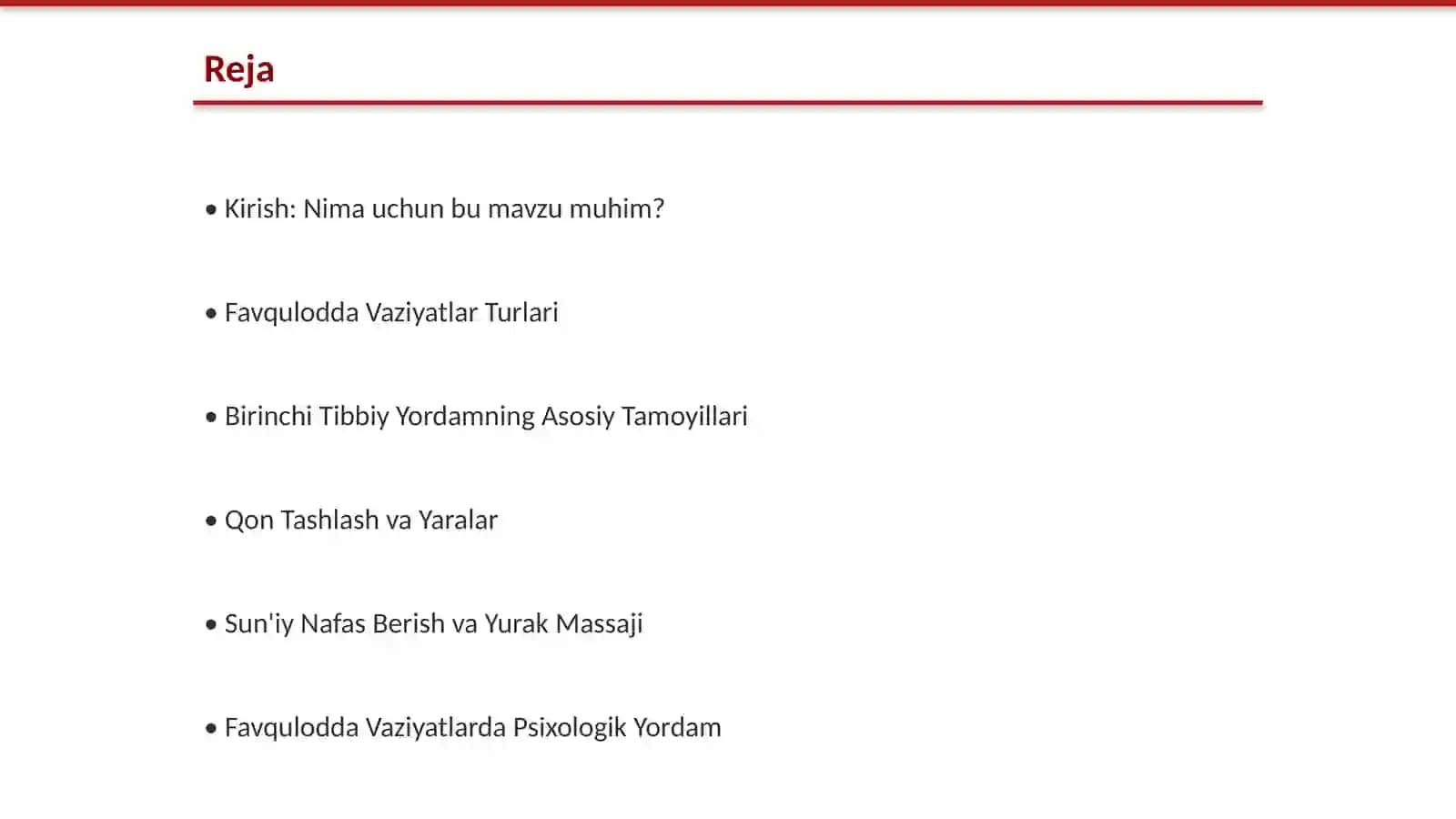 Favqulodda Vaziyatlarda Birinchi Tibbiy Yordam Ko'rsatish 2