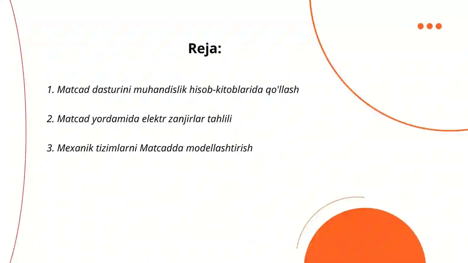 Matcad Dasturini Texnik sohalarda qo'llash 2