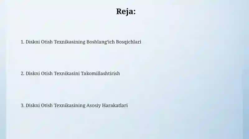 Diskni Otish Texnikasining Asosiy Harakatlari 2