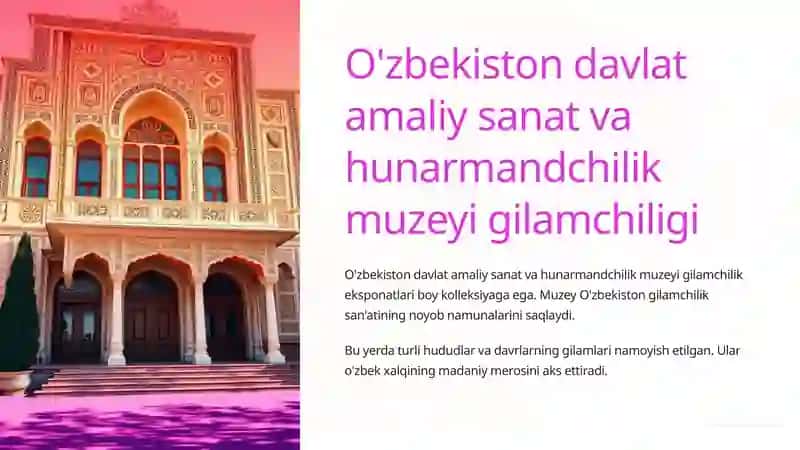O'zbekiston davlat amaliy sanat va hunarmandchilik muzeyi gilamchiligi 2