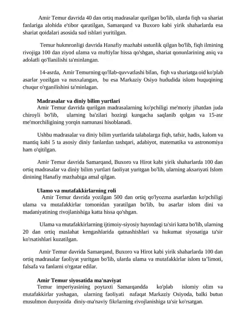 Amer Temur davrida ma'naviy tarbiyanung axamiyati 2