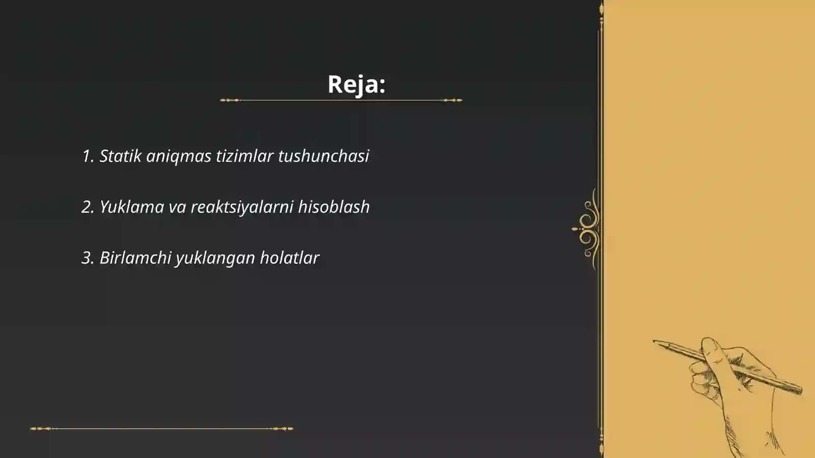 Statik aniqmas sistemalar hisoblash 2