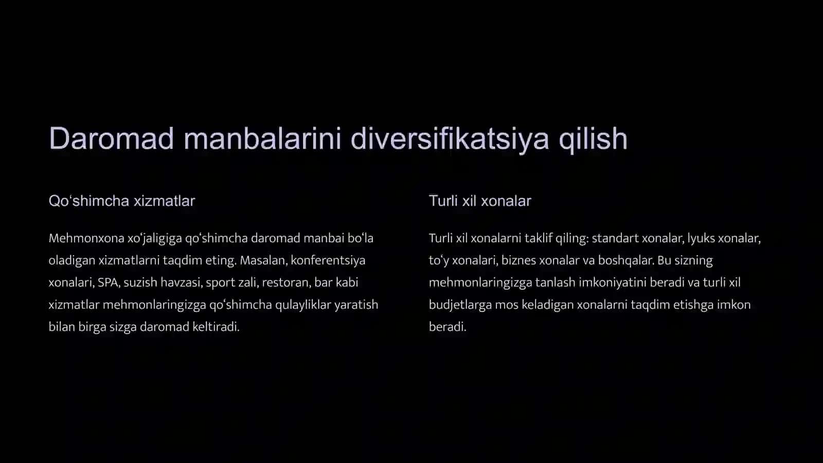 Mehmonxona Xo‘jaligini Muvaffaqiyatli Boshqarish: Rentabellik va Daromadlarni Oshirish 2