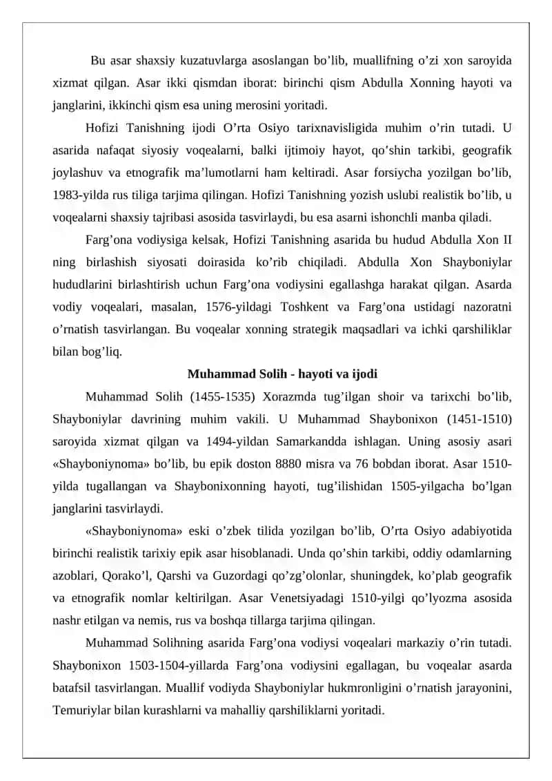 Hofizi Tanish Buxoriy va Muhammad Solih asarlarida 2