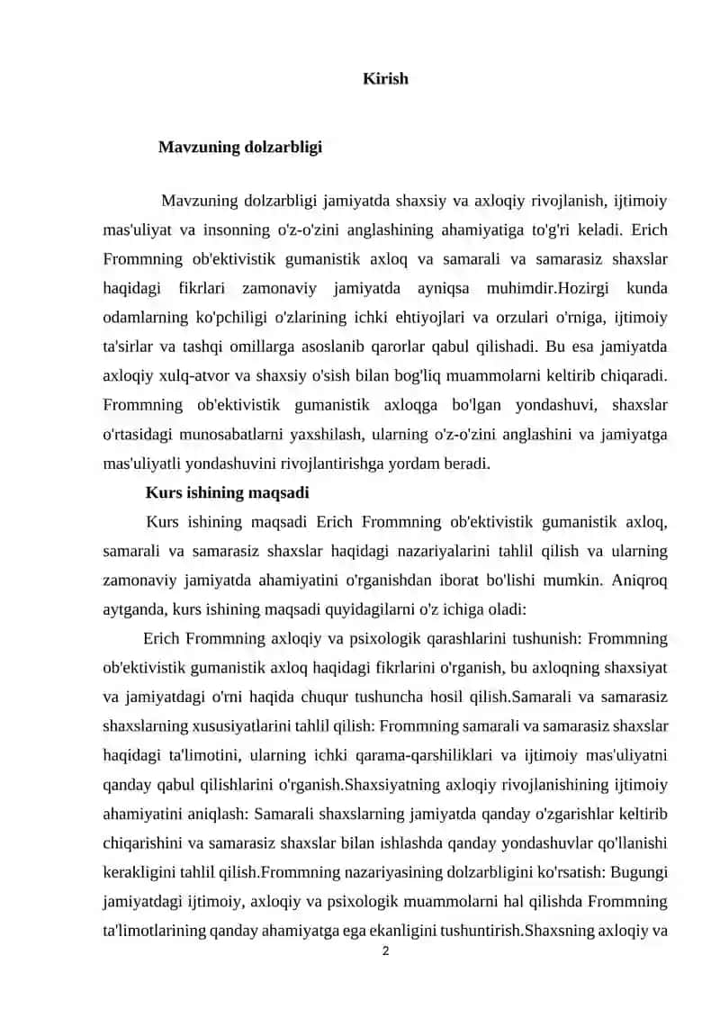 Ob'ektivistik gumanistik axloq va samarali va samarasiz shaxsning umumiy xususiyatlari.Froom 2