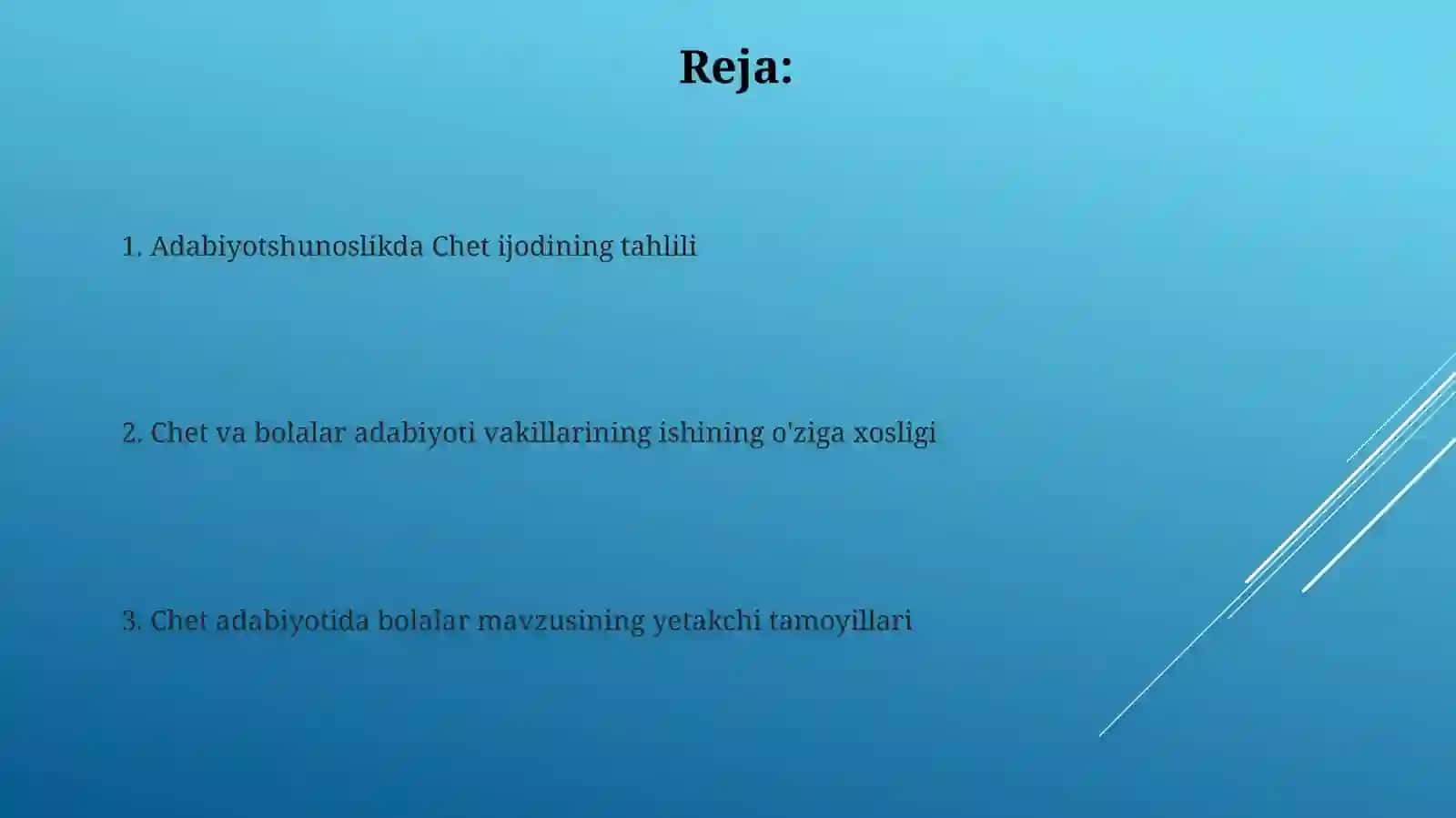 Chet el bolalar adabiyoti namoyondalari ijodining o‘ziga xos xususiyatlari va yetakchi tamoyillari 2