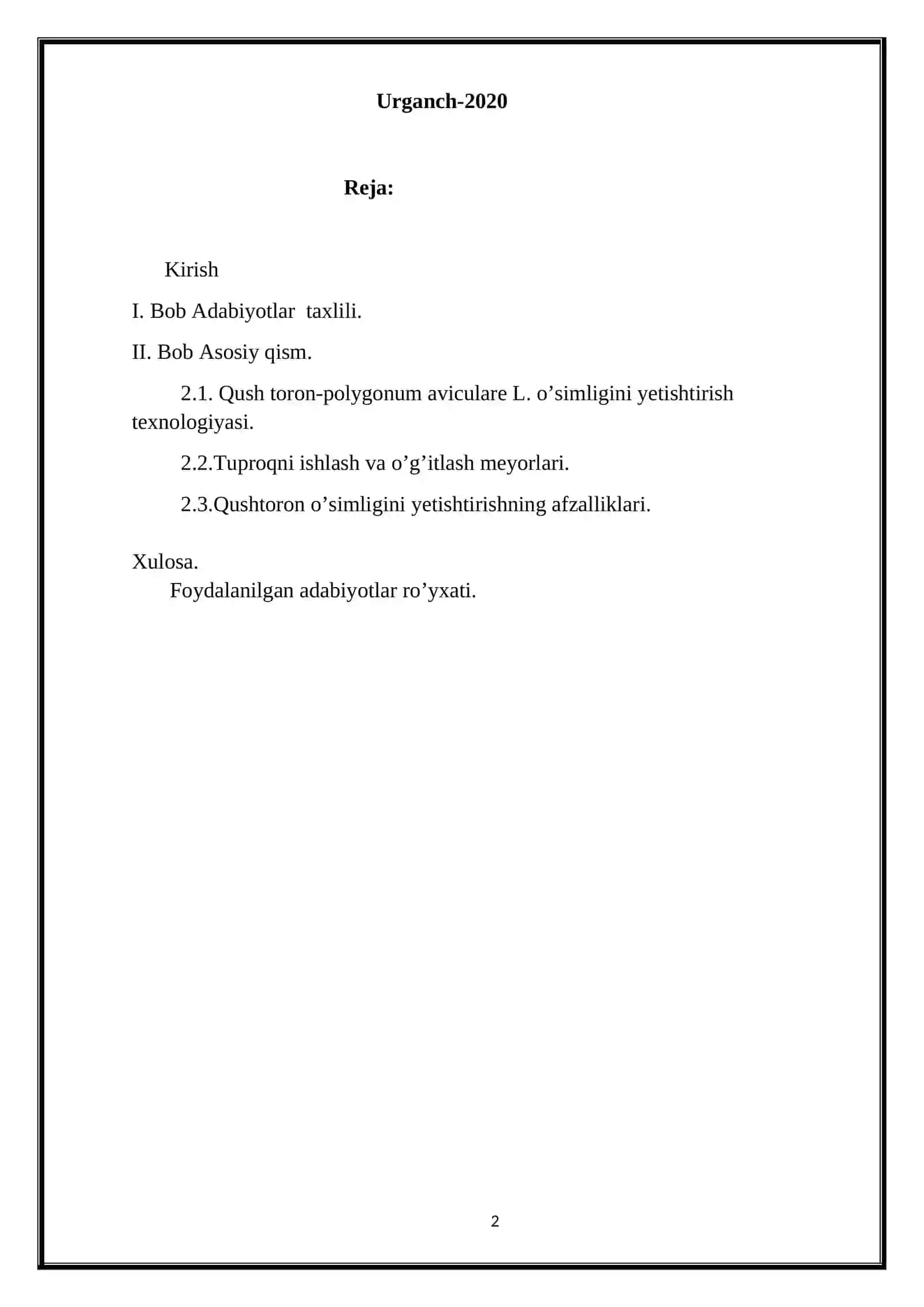 Qush toron-polygonum aviculare L. o’simligini yetishtirish texnologiyasi 2