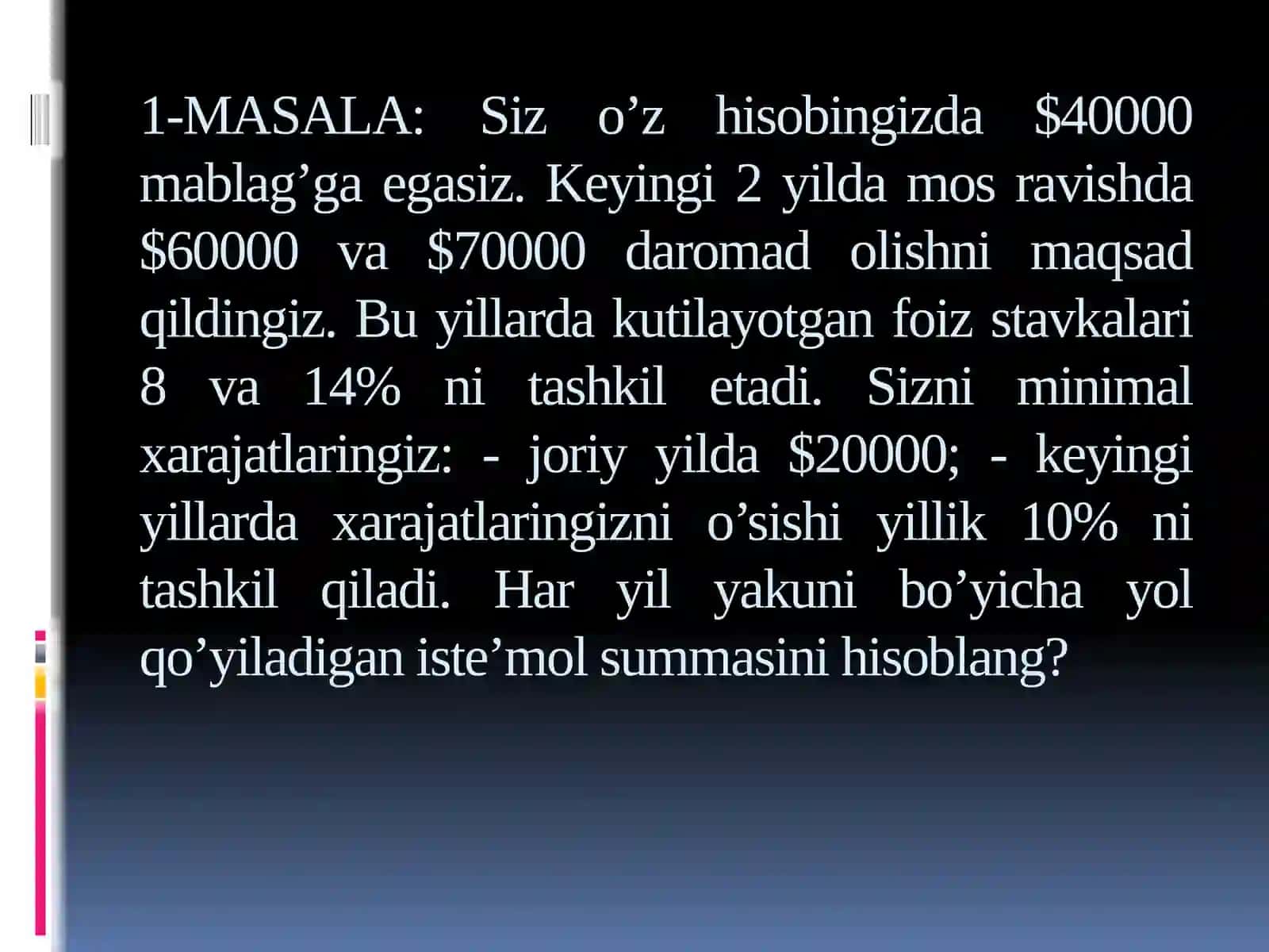 MOLIYA FANIDA MASALALAR TO’PLAMI 2