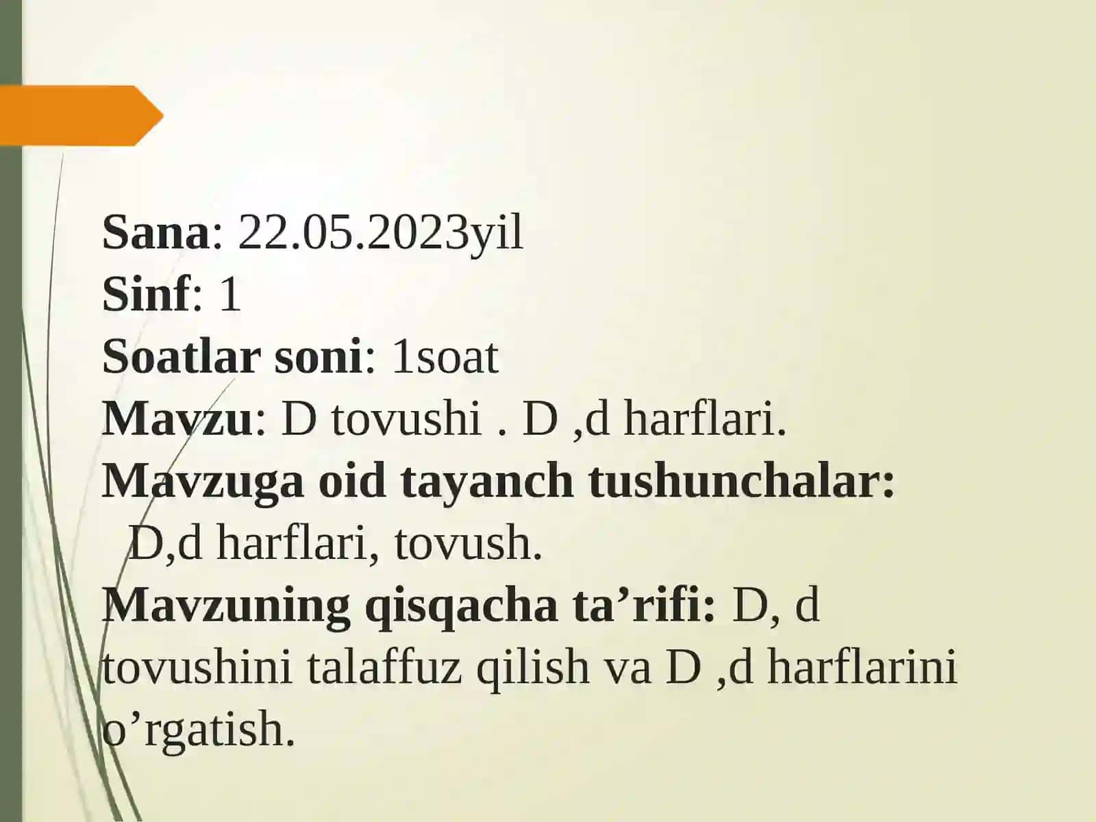 1-sinf Alifbo fanidan slayd taqdimoti 2