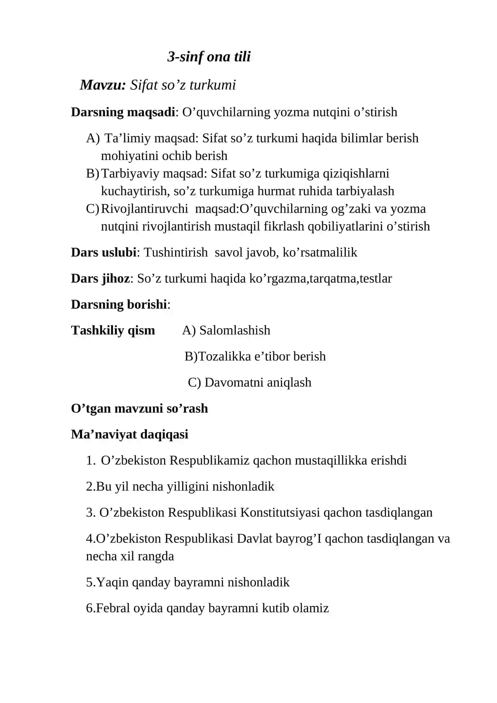 Sifat so’z turkumi 3_sinf_ona_tili 2