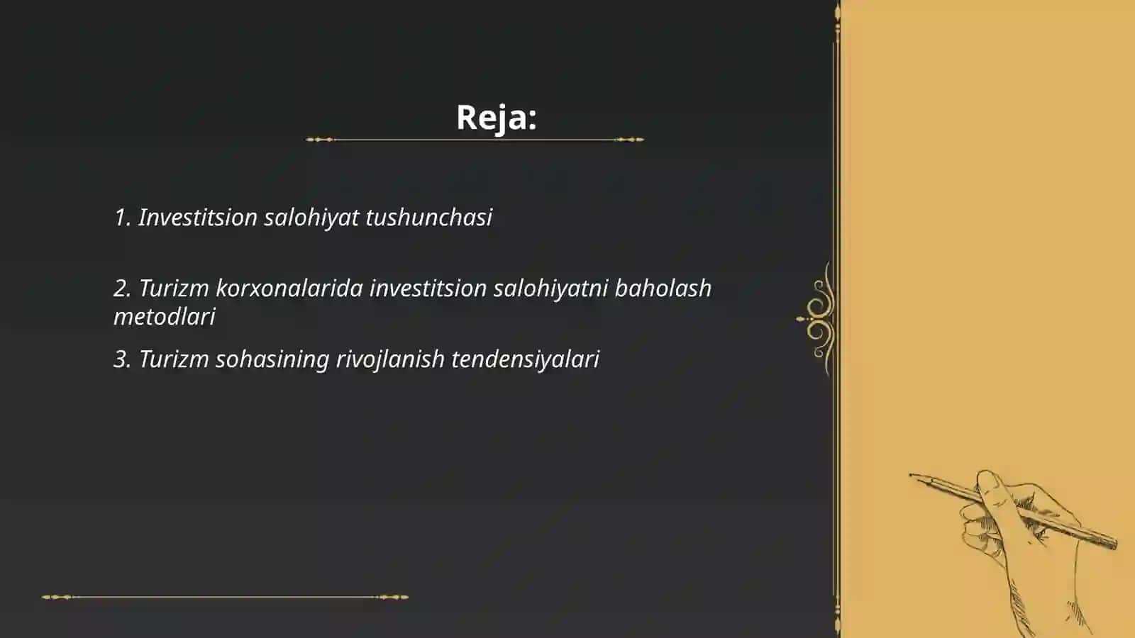 Turizm korxonalarida investitsion salohiyatni baholash va unga tasir qiluvchi omillar 2