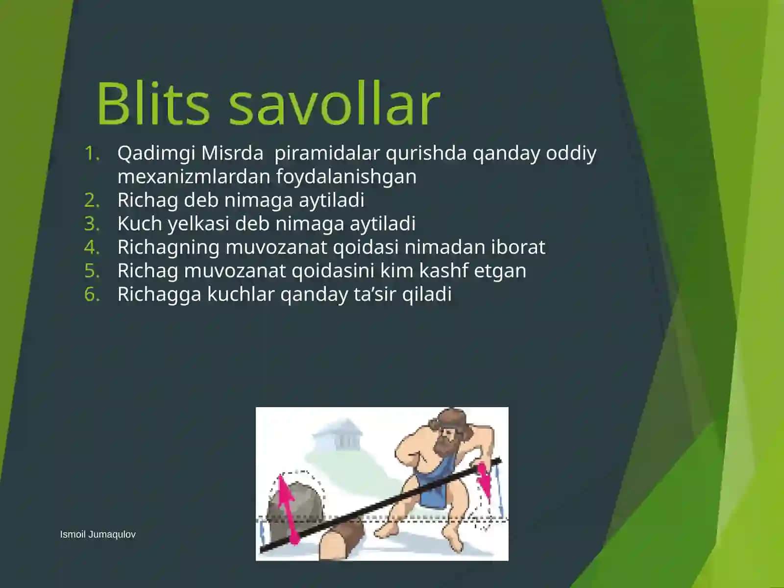 Kuchmomenti.Richagvauningmuvozanatsharti 2