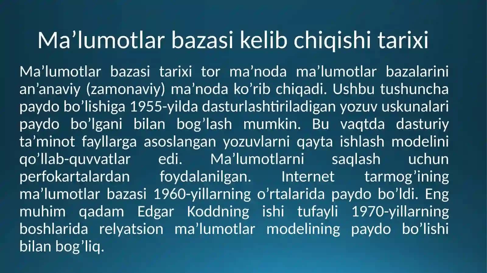 Ma’lumotlar bazasi 2