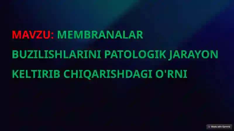 MEMBRANALAR BUZILISHLARINI PATOLOGIK JARAYON KELTIRIB CHIQARISHDAGI O'RNI 2