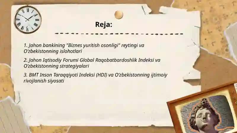 Iqtisodiy va ijtimoiy sohadagi ustivor xalqaro reytinglar va ularga Oʻzbekistonning xalqaro integratsiyalashuvi 2