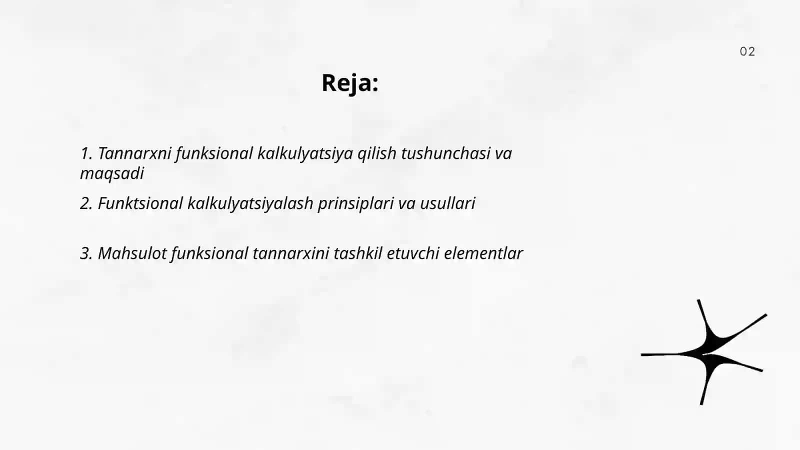 Tannarxni funksional kalkulyatsiya qilish 2