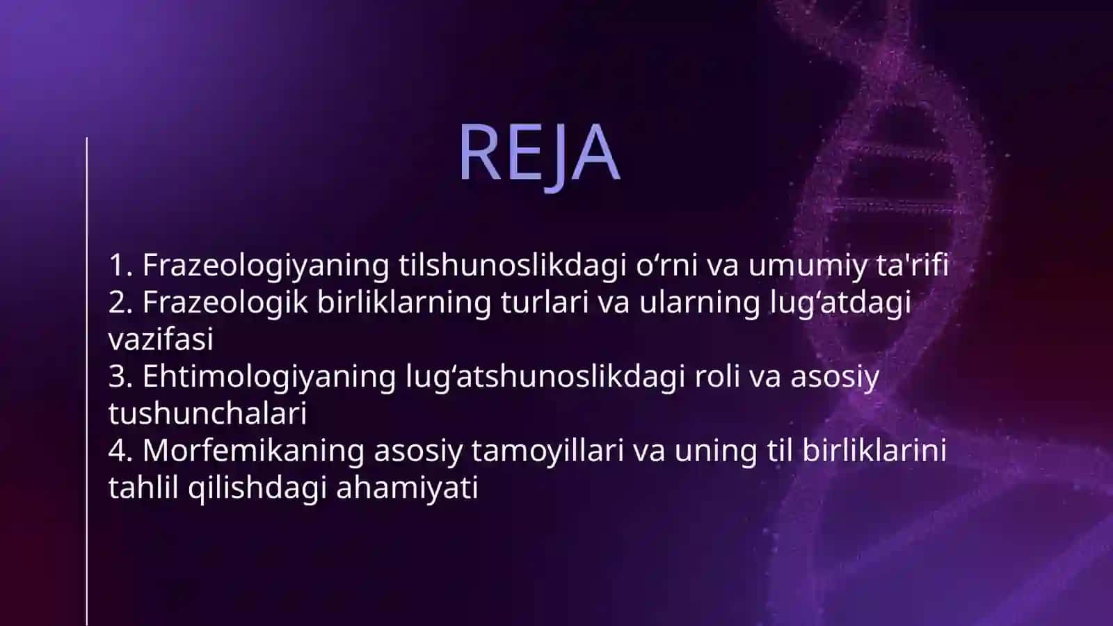 FRAZEOLOGIYA HAQIDA MAʼLUMOT.EHTIMOLOGIYA HAQIDA UMUMIY MAʼLUMOT.MORFEMIKA HAQIDA MAʼLUMOT 2