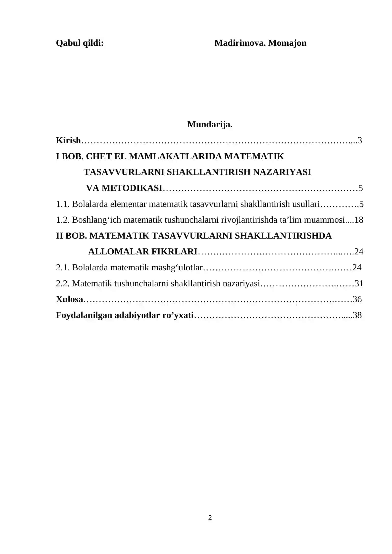 Bolalarda elementar matematik tasavvurlarni shakllantirish nazariyasi 2