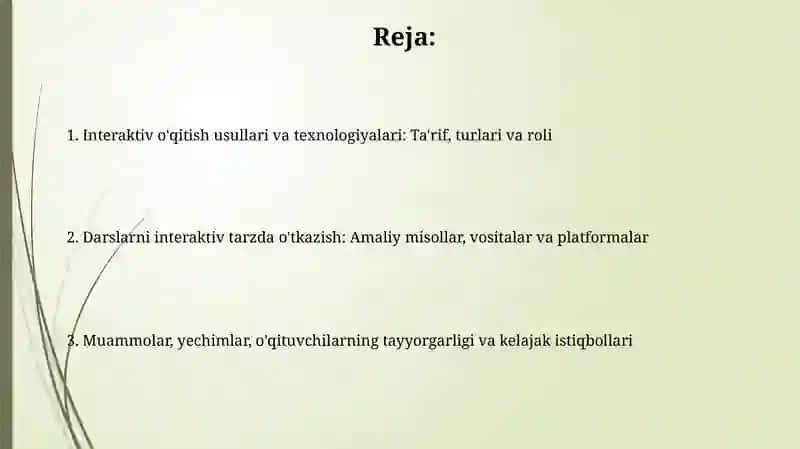 Ta'limninginterfaolusullari.Darsòtishtexnologiyalari 2