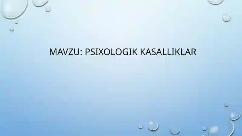 Psixologik kasalliklar 2