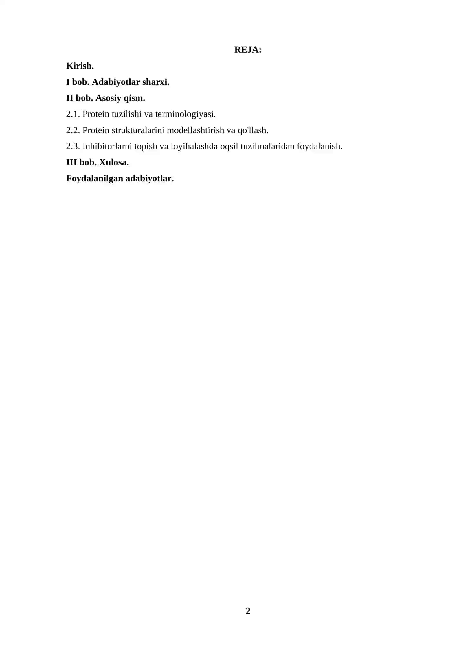 OQSIL STRUKTURALARINI MODELLASHTIRISH 2