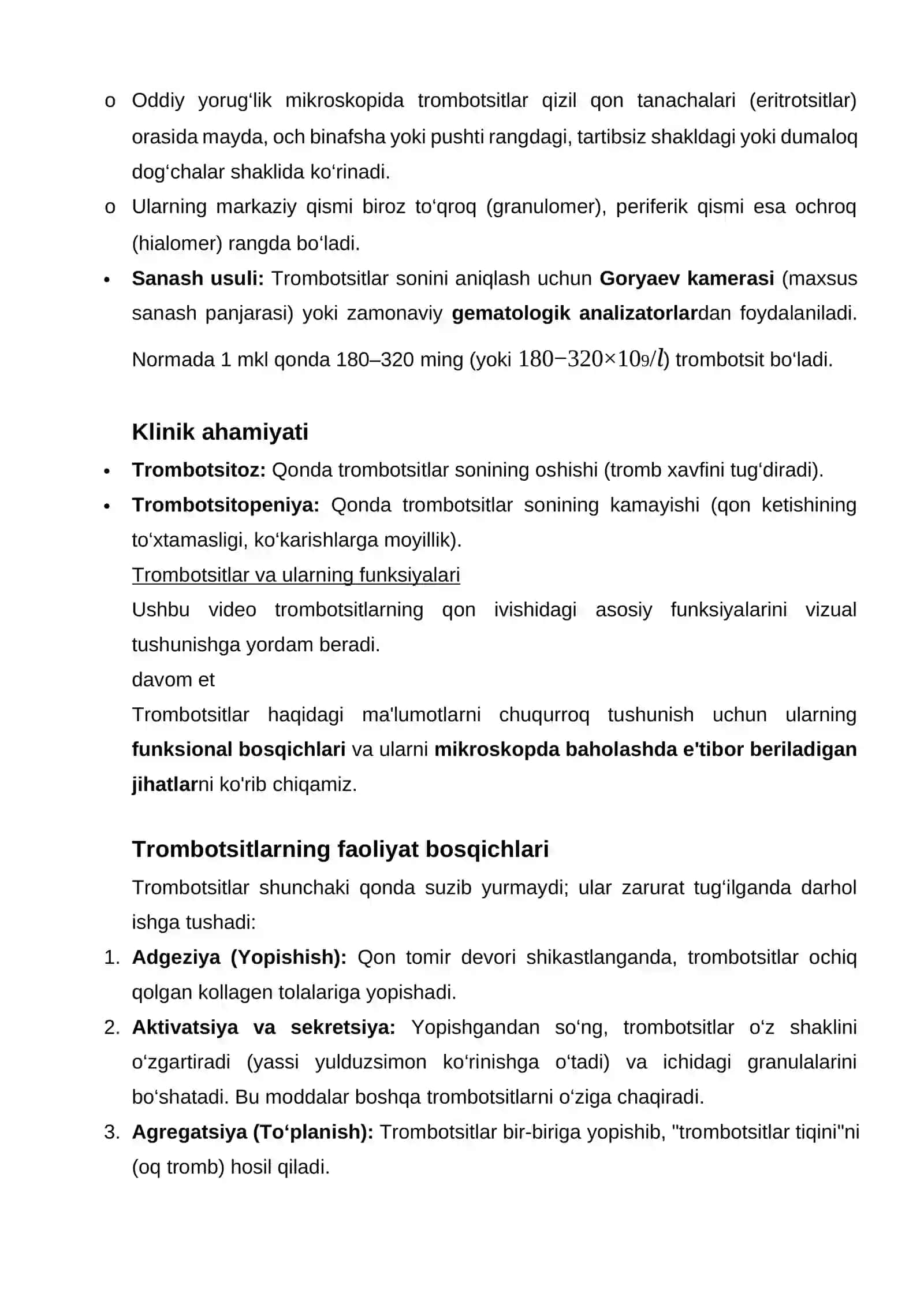 Trombositlarning tuzulishi, mikroskopda ko`rib o`rganish 2