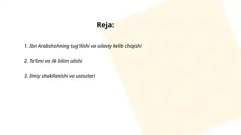 Ibn Arabshoh hayoti va faoliyati 2