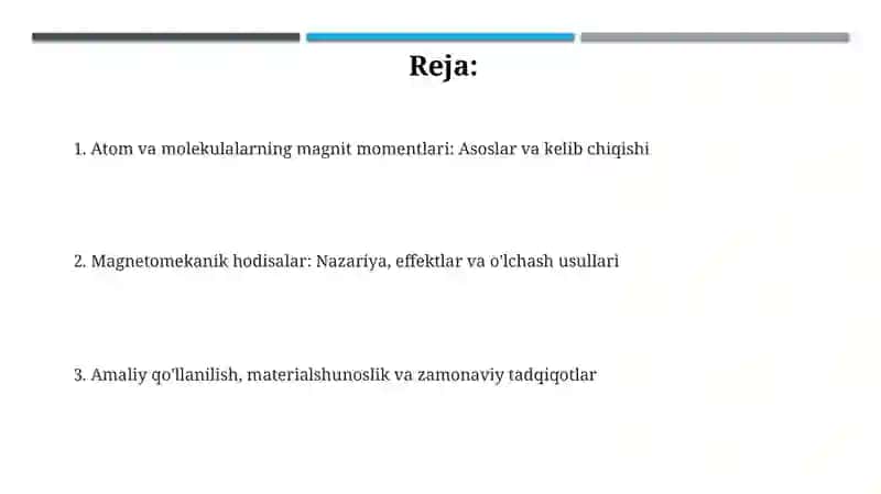 Magnitexanikxodisalar. Atomvamolekulalarningmomentlari 2
