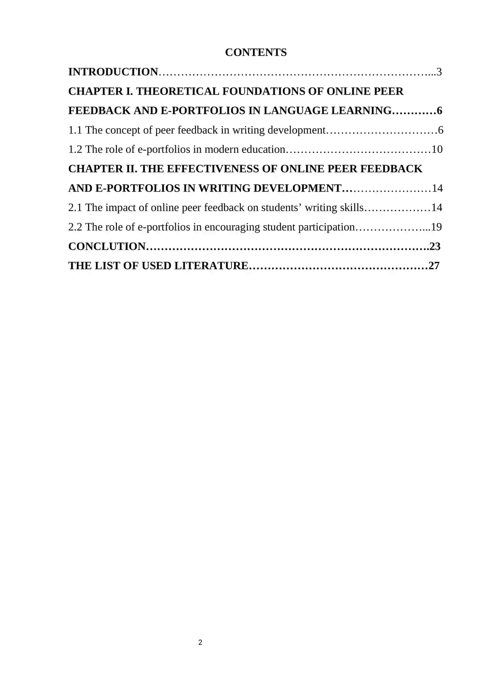 Effectiveness of Online Peer Feedback and E-Portfolios 2