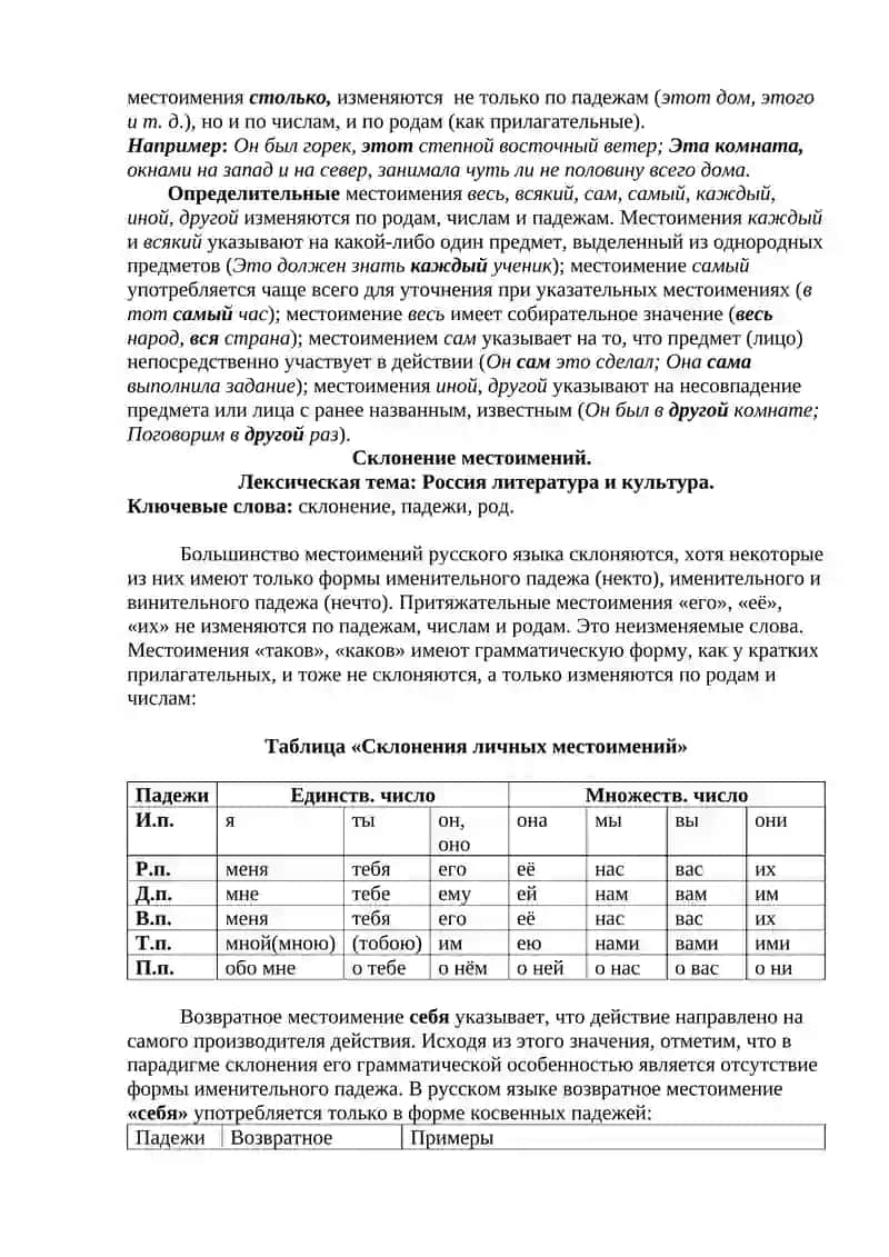 Местоимение. Разряды местоимений по значению 2