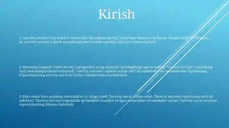 Tasviriy San'At Óqitish Metodikasi Mashg'Ulotlaridan Namunaviy Darsni Tashkil Etish Va Ótkazish 2