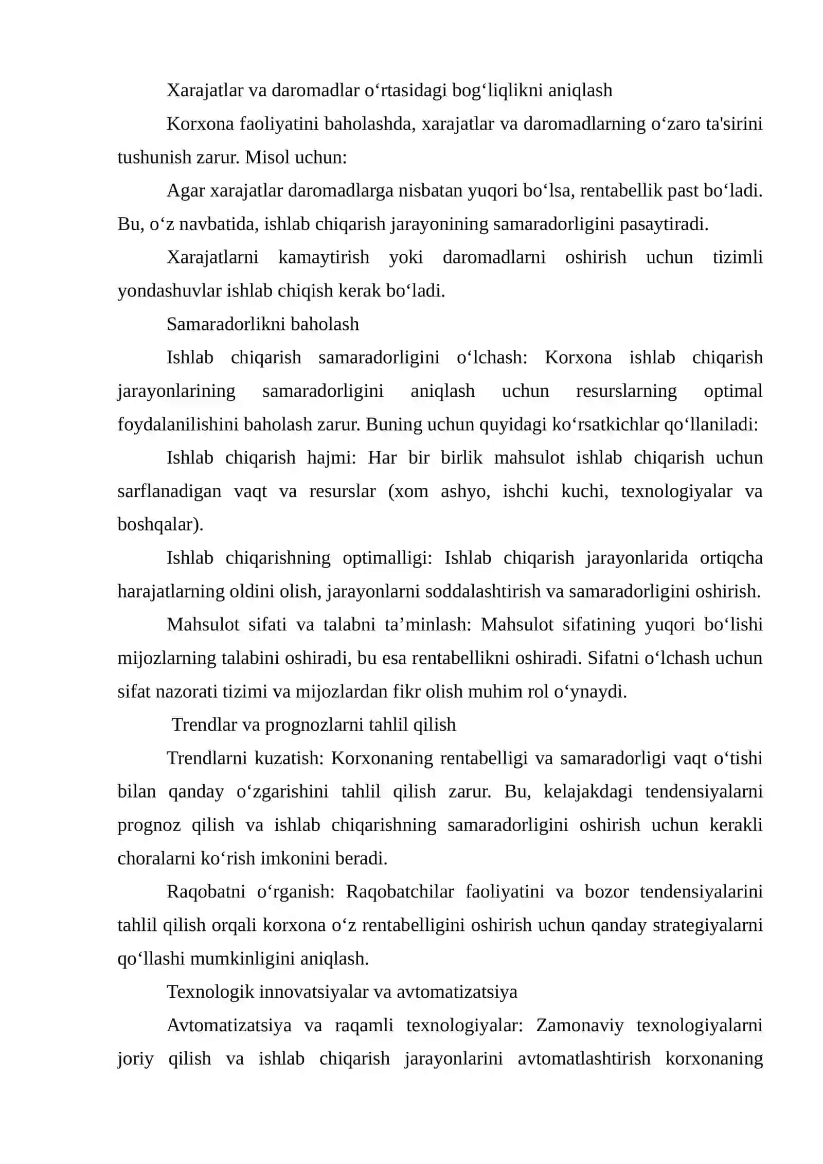 Ishlab chiqarish korxonalari rentabelligini aniqlash va oshirish yo‘llari 2