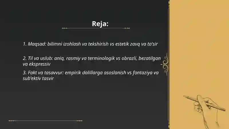 Ilmiy matn va badiy matn orasidagi farqlar! 2