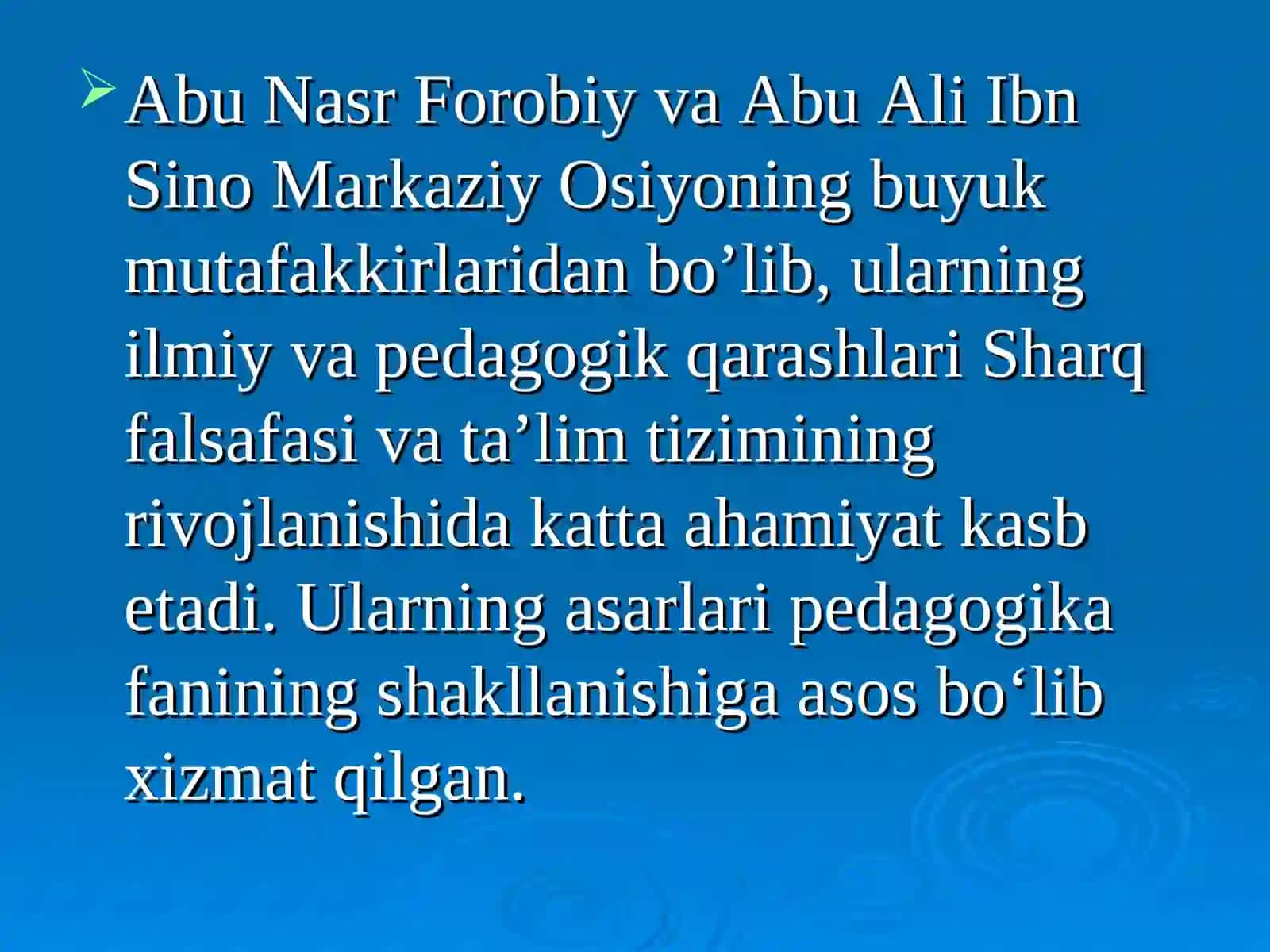 3-MA’RUZA Abu Nasr Forobiy va Abu Ali Ibn Sinoning pedagogik g’oyalari 2
