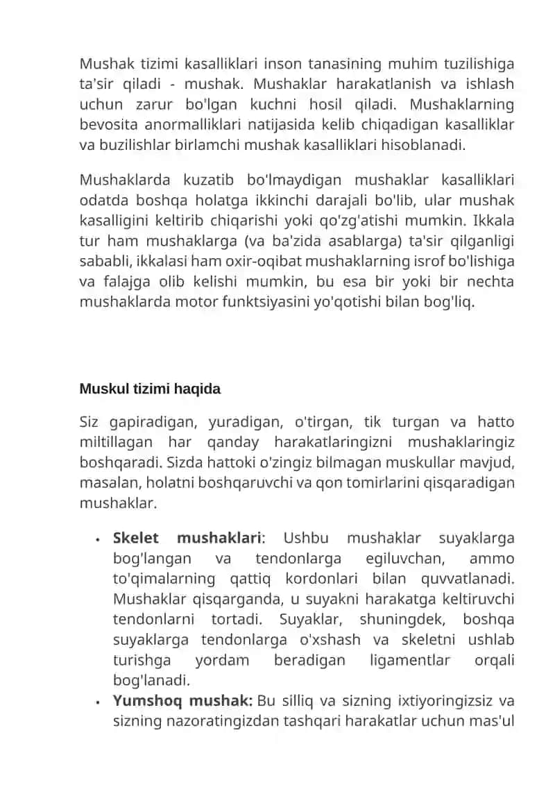Mushak tizimining kasalliklari 2