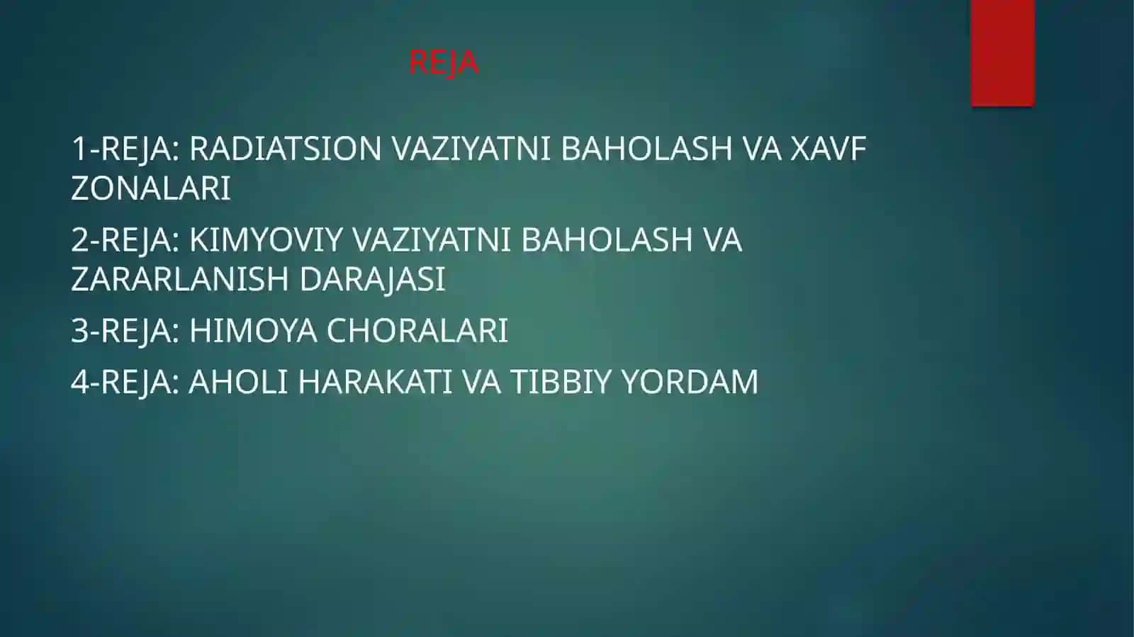 Radiatsion vaziyatni baholash va xavf zonalari 2