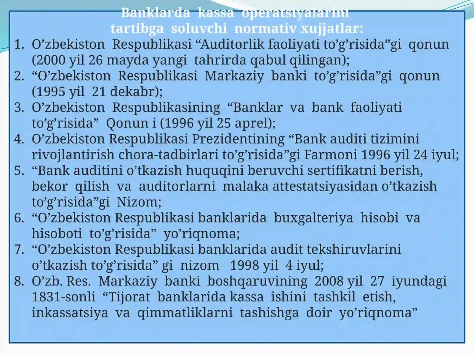 Naqd pul va kassa operatsiyalarining auditi 2