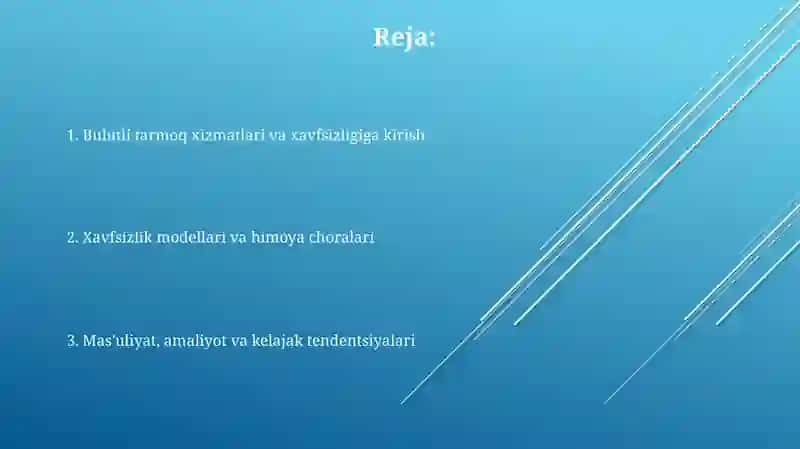 Bulutli Tarmoq Xizmatlari va Xavfsizlik 2