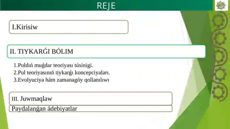 Puldıń muǵdarlıq teoriyası hám onıń evolutsiyası 2