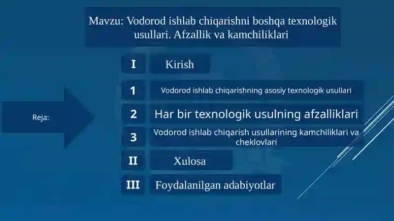 Vodorod ishlab chiqarish texnologiyasi 2